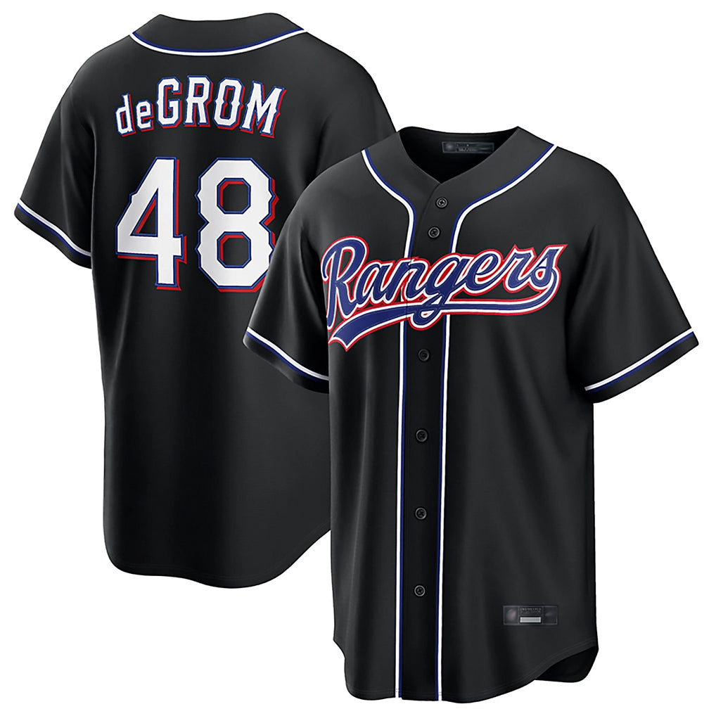 harde T.Rangers #48 Jacob deGrom Player Black 2026 Out Fashion Replica Stitched Jerseys