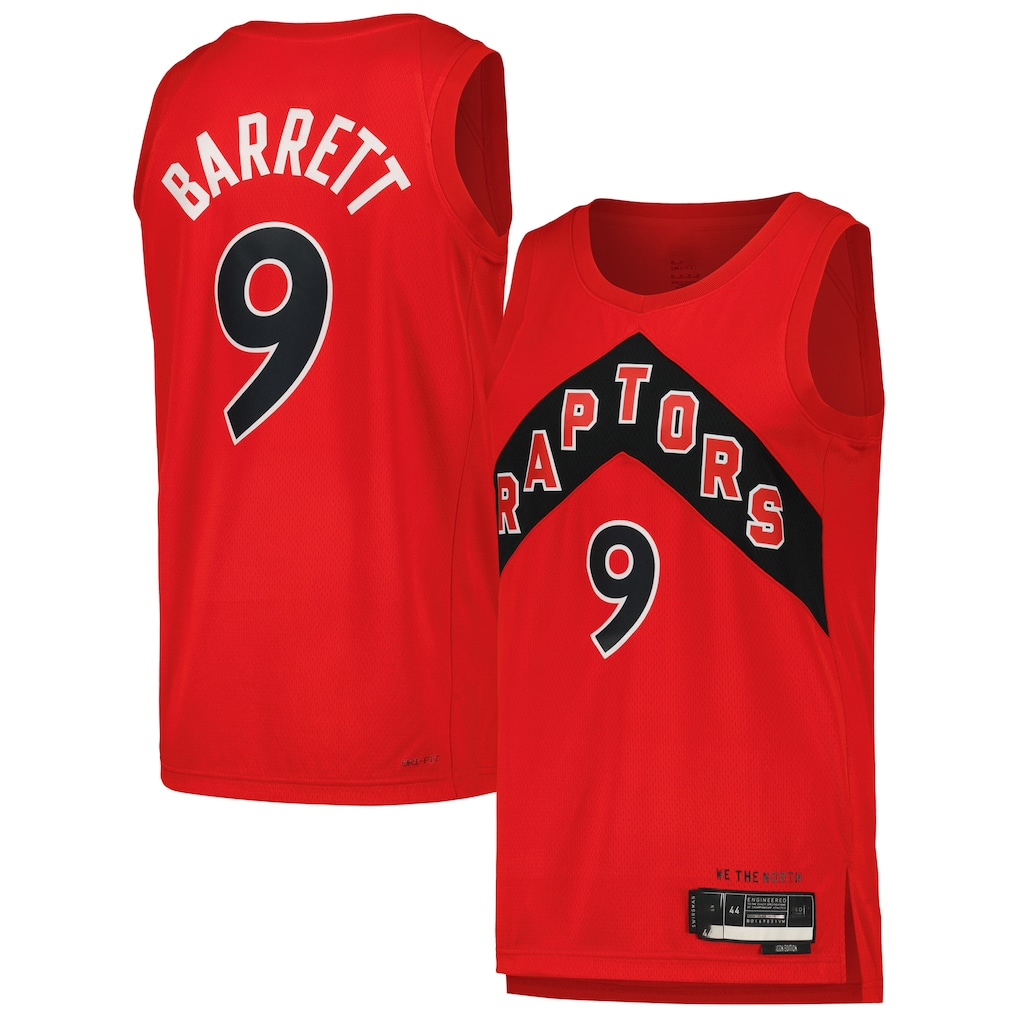 harde T.Raptors #9 RJ Barrett Red Swingman Player Jerseys - Icon Edition