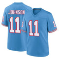 harde T.Titans #11 Jermaine Johnson II Player Light Blue Oilers Throwback Home Game Stitched Jerseys