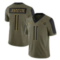harde T.Titans #11 Jermaine Johnson II Player Olive Salute to Service Limited Home Game Stitched Jerseys