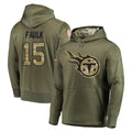 harde T.Titans #15 Keldric Faulk Player Olive Salute to Service Pullover Hoodies Home Game Stitched Jerseys