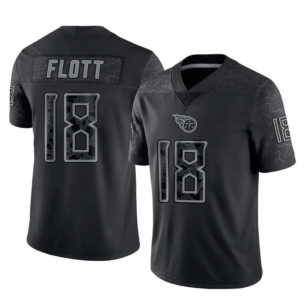 harde T.Titans #18 Cor'Dale Flott Player Black Limited Reflective Home Game Stitched Jerseys