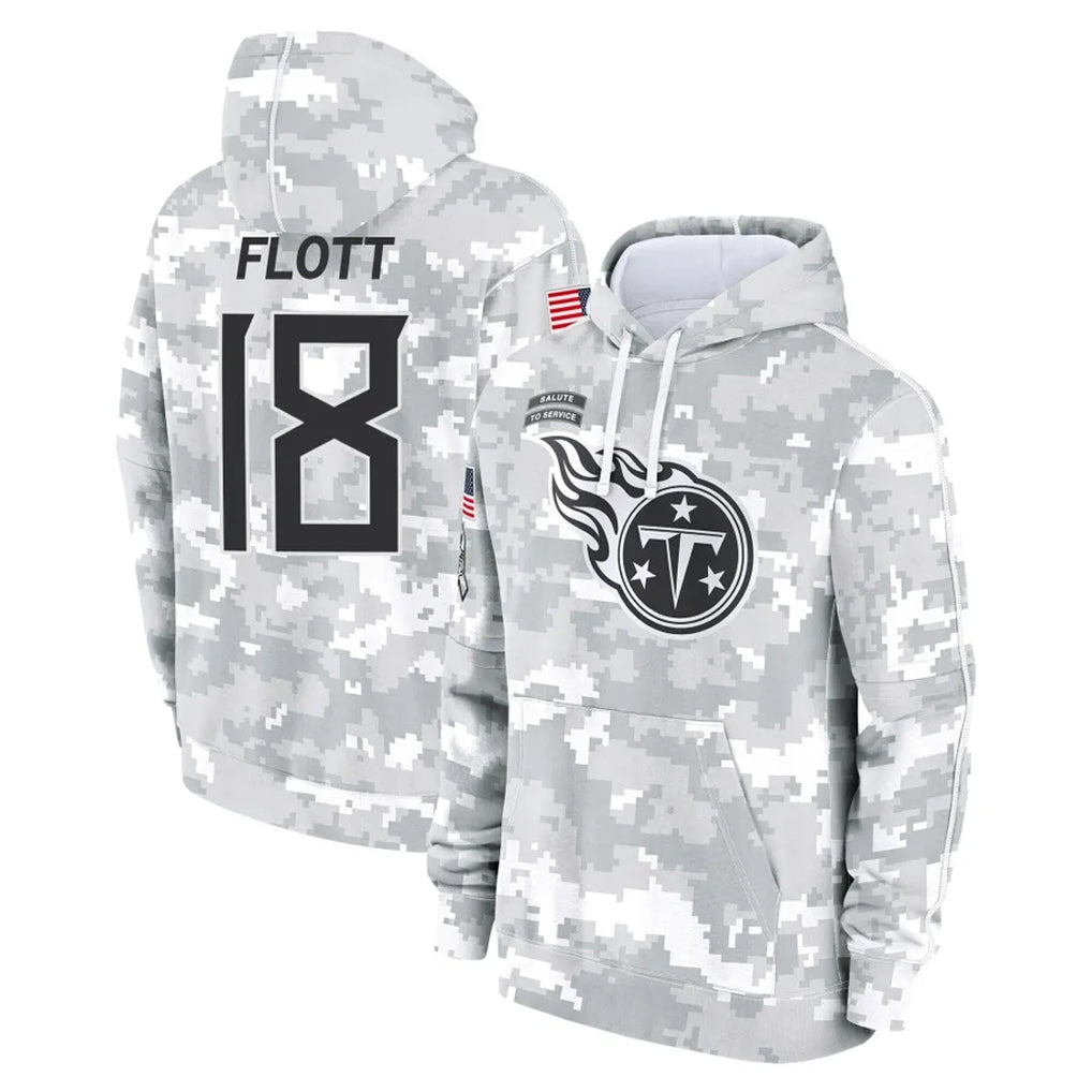 harde T.Titans #18 Cor'Dale Flott Player Camo Arctic Salute to Service Pullover Hoodies Home Game Stitched Jerseys