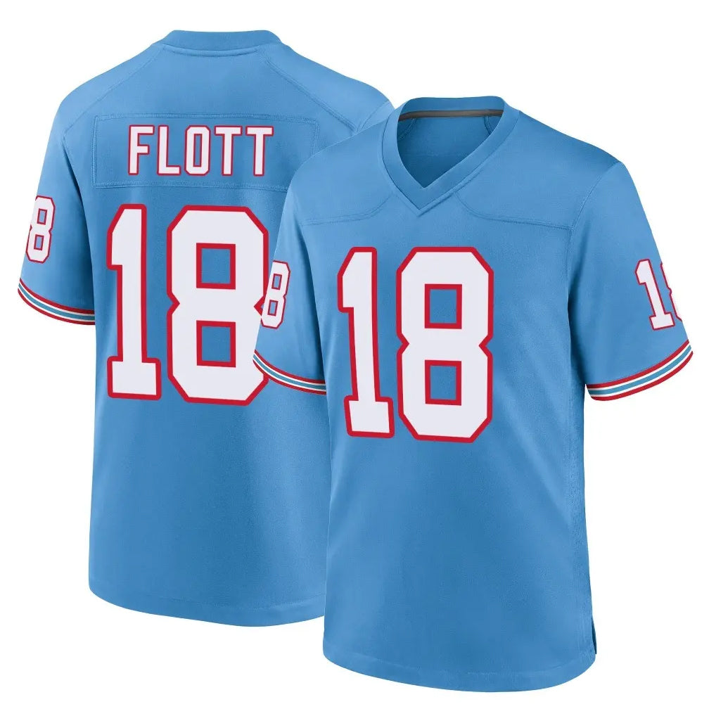 harde T.Titans #18 Cor'Dale Flott Player Light Blue Oilers Throwback Home Game Stitched Jerseys