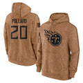 harde T.Titans #20 Tony Pollard Player Brown Salute To Service Club Pullover Hoodies Home Game Stitched Jerseys