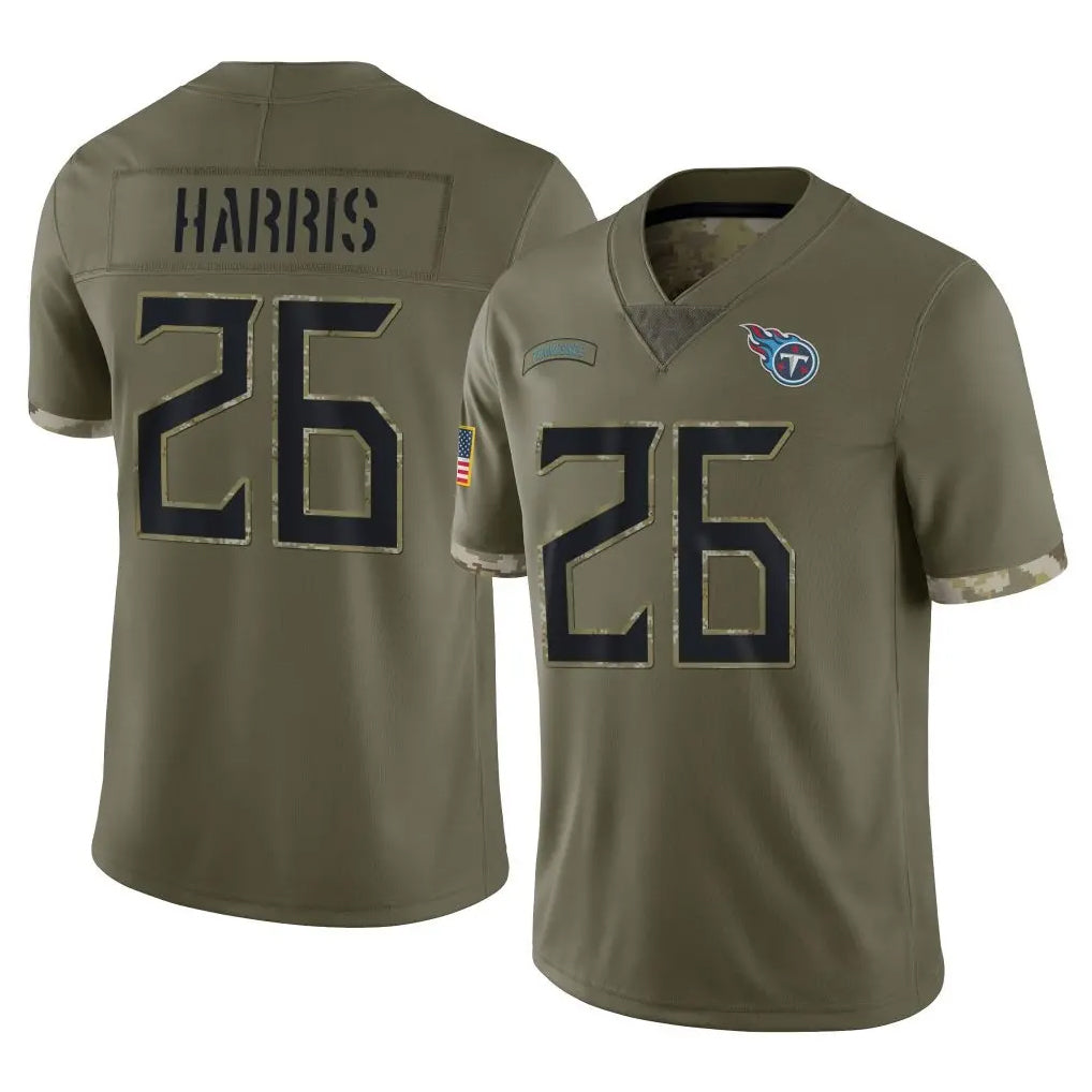 harde T.Titans #26 Marcus Harris Player Olive Limited Salute to Service Home Game Stitched Jerseys