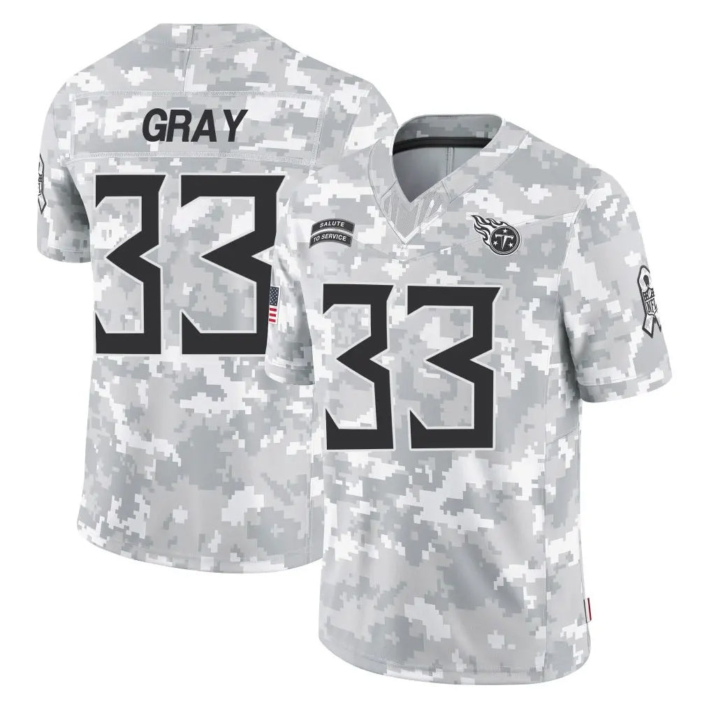 harde T.Titans #33 Cedric Gray Player Arctic Camo Limited Salute to Service Home Game Stitched Jerseys