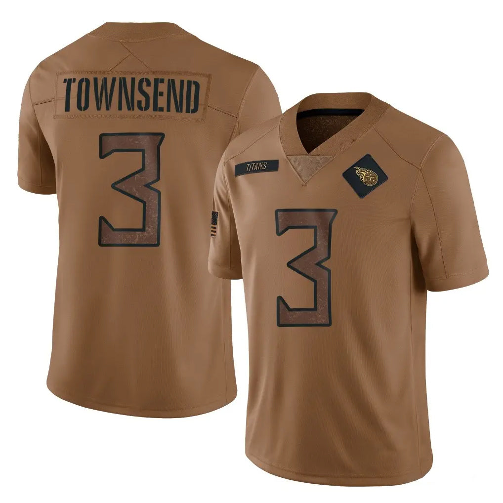 harde T.Titans #3 Tommy Townsend Player Brown Limited Salute to Service Home Game Stitched Jerseys
