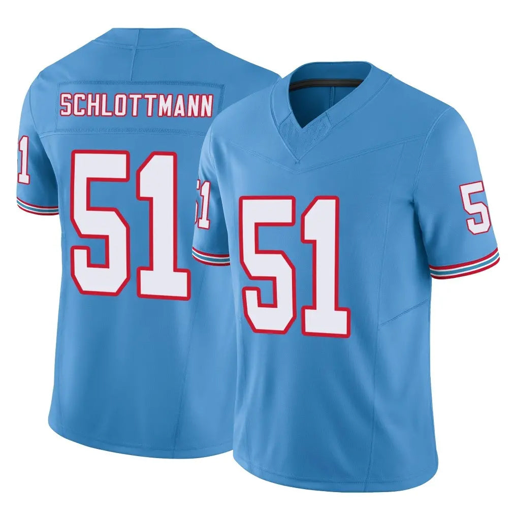 harde T.Titans #51 Austin Schlottmann Player Light Blue Limited Vapor F.U.S.E. Home Game Stitched Jerseys