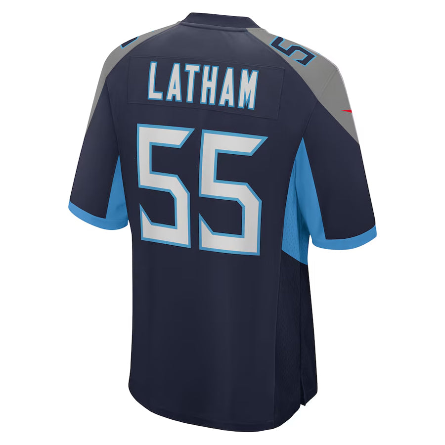 harde T.Titans #55 JC Latham Player Navy Home Game Stitched Jerseys