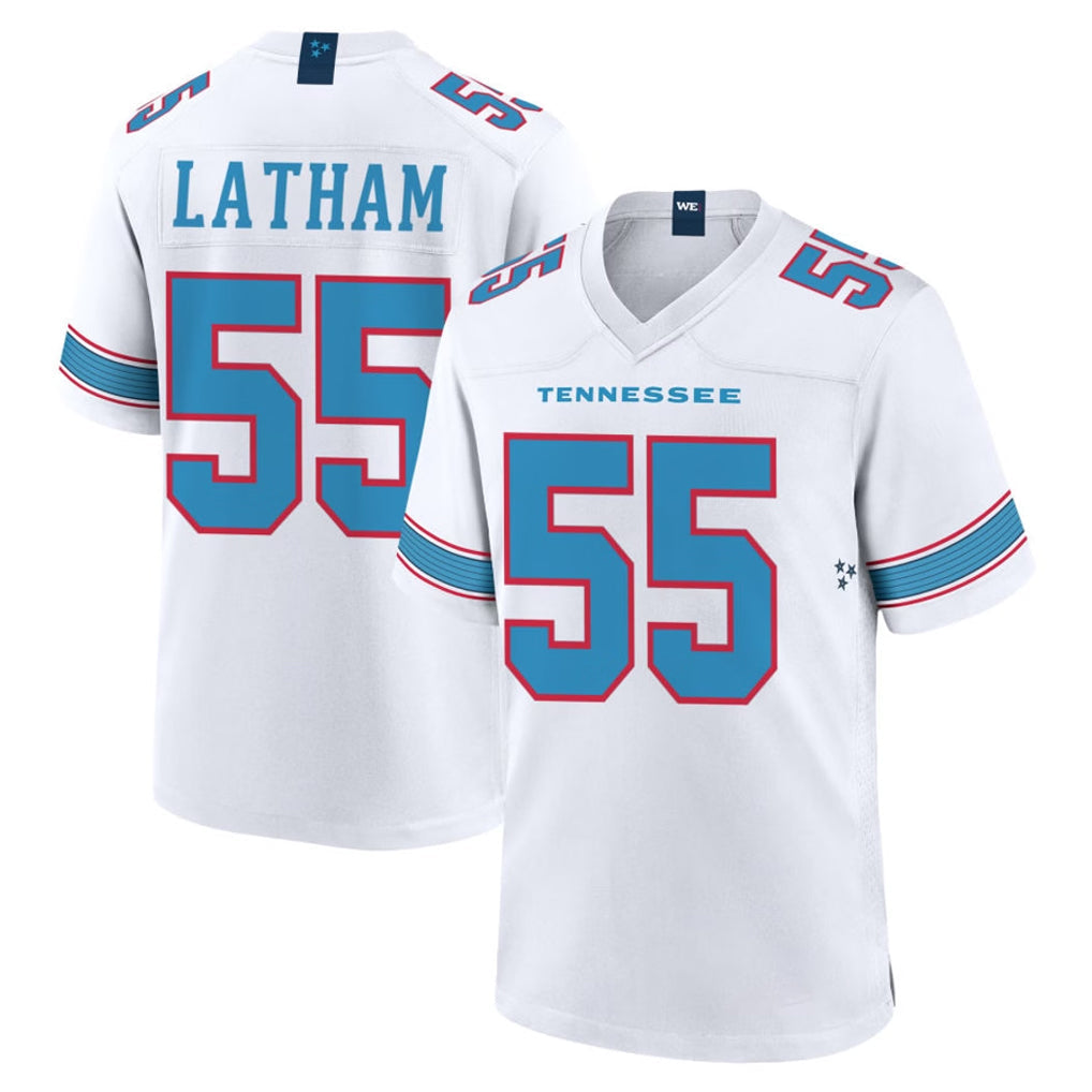 harde T.Titans #55 JC Latham Player White 2026 Game Home Stitched Jerseys