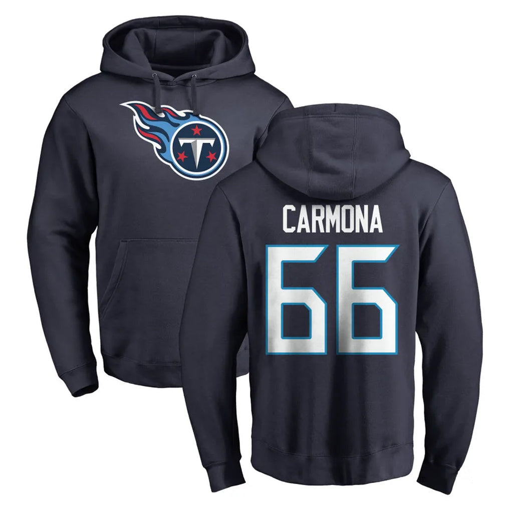 harde T.Titans #66 Fernando Carmona Jr. Player Navy Logo Pullover Hoodies Home Game Stitched Jerseys