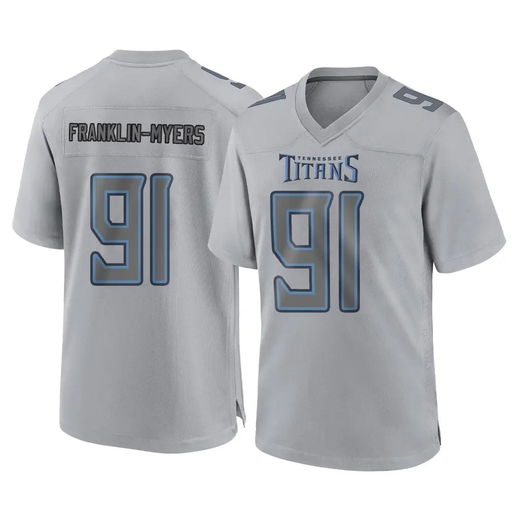 harde T.Titans #91 John Franklin-Myers Player Gray Atmosphere Fashion Home Game Stitched Jerseys