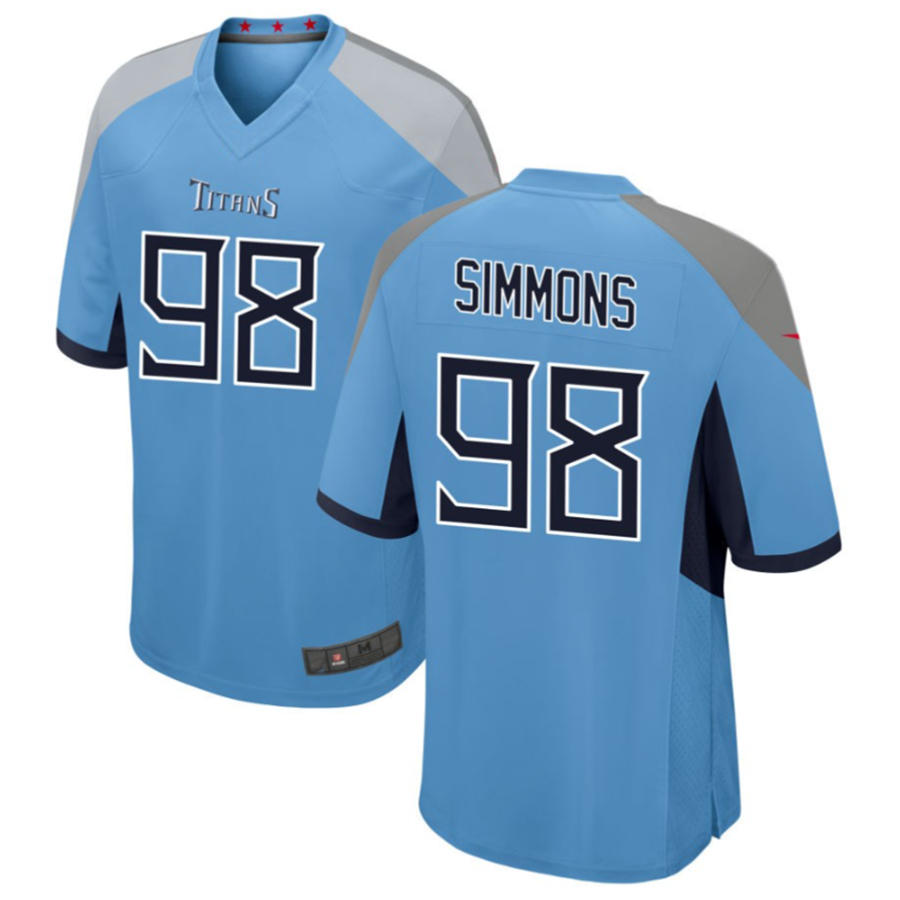 harde T.Titans #98 Jeffery Simmons Light Blue Player Game American Stitched Jerseys