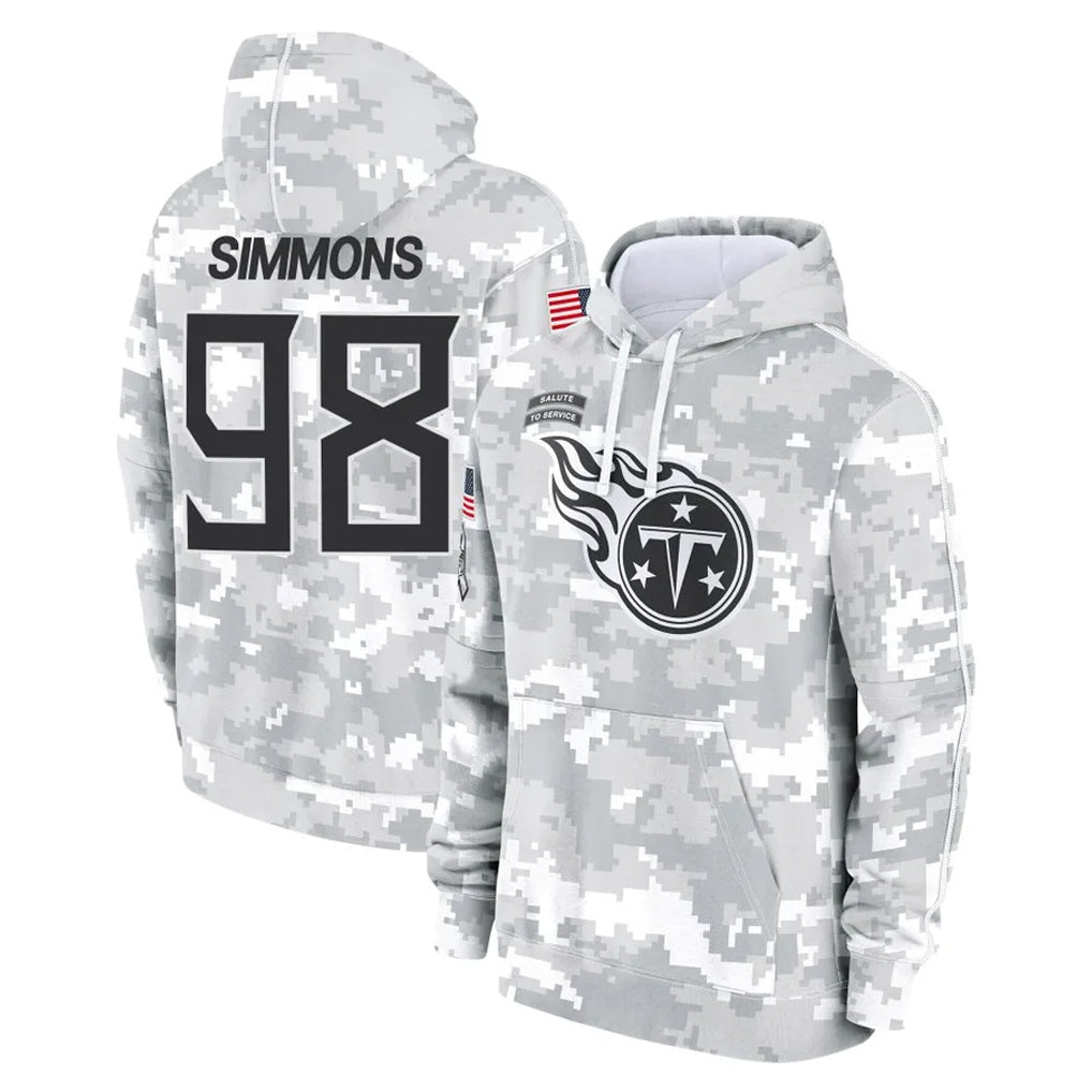 harde T.Titans #98 Jeffery Simmons Player Camo Arctic Salute to Service Pullover Hoodies Home Game Stitched Jerseys