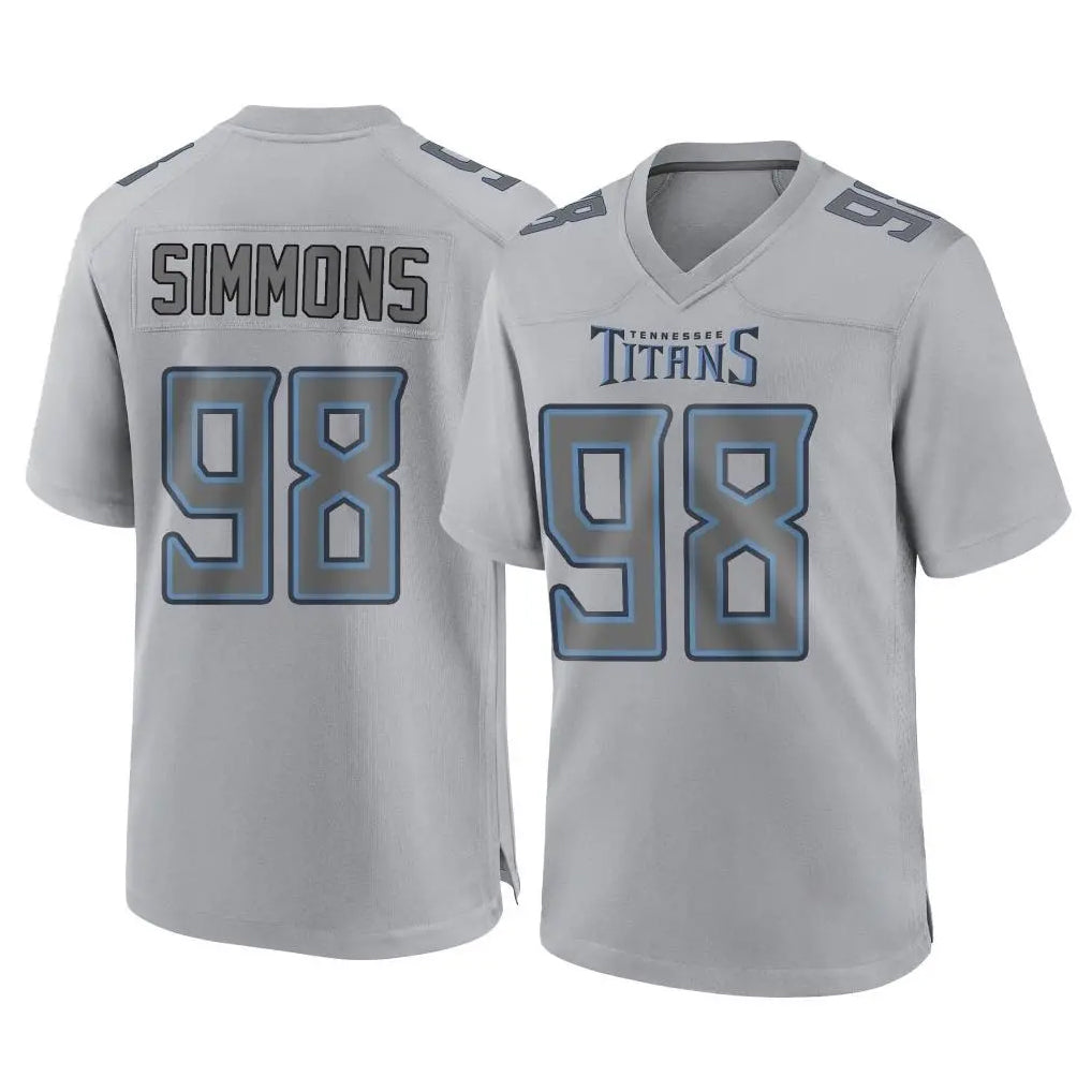 harde T.Titans #98 Jeffery Simmons Player Gray Atmosphere Fashion Home Game Stitched Jerseys