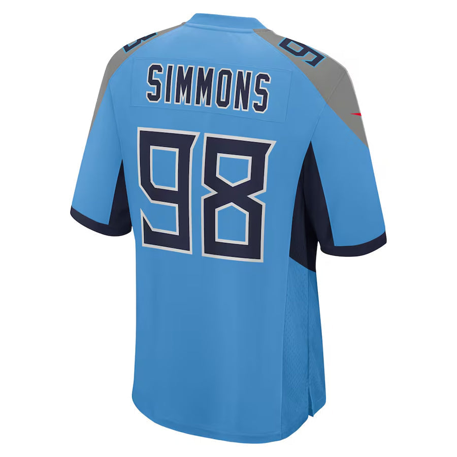 harde T.Titans #98 Jeffery Simmons Player Light Blue Home Game Stitched Jerseys