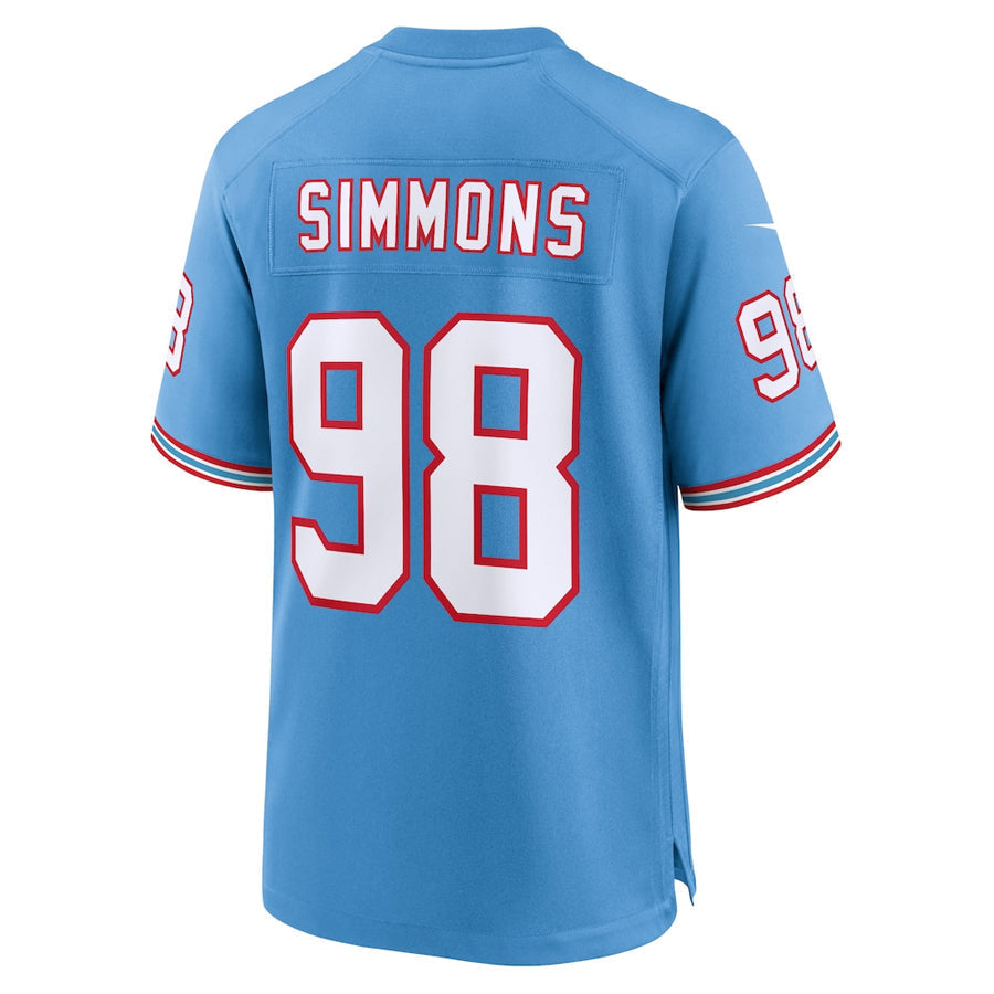 harde T.Titans #98 Jeffery Simmons Player Light Blue Throwback Alternate Game Stitched Jerseys