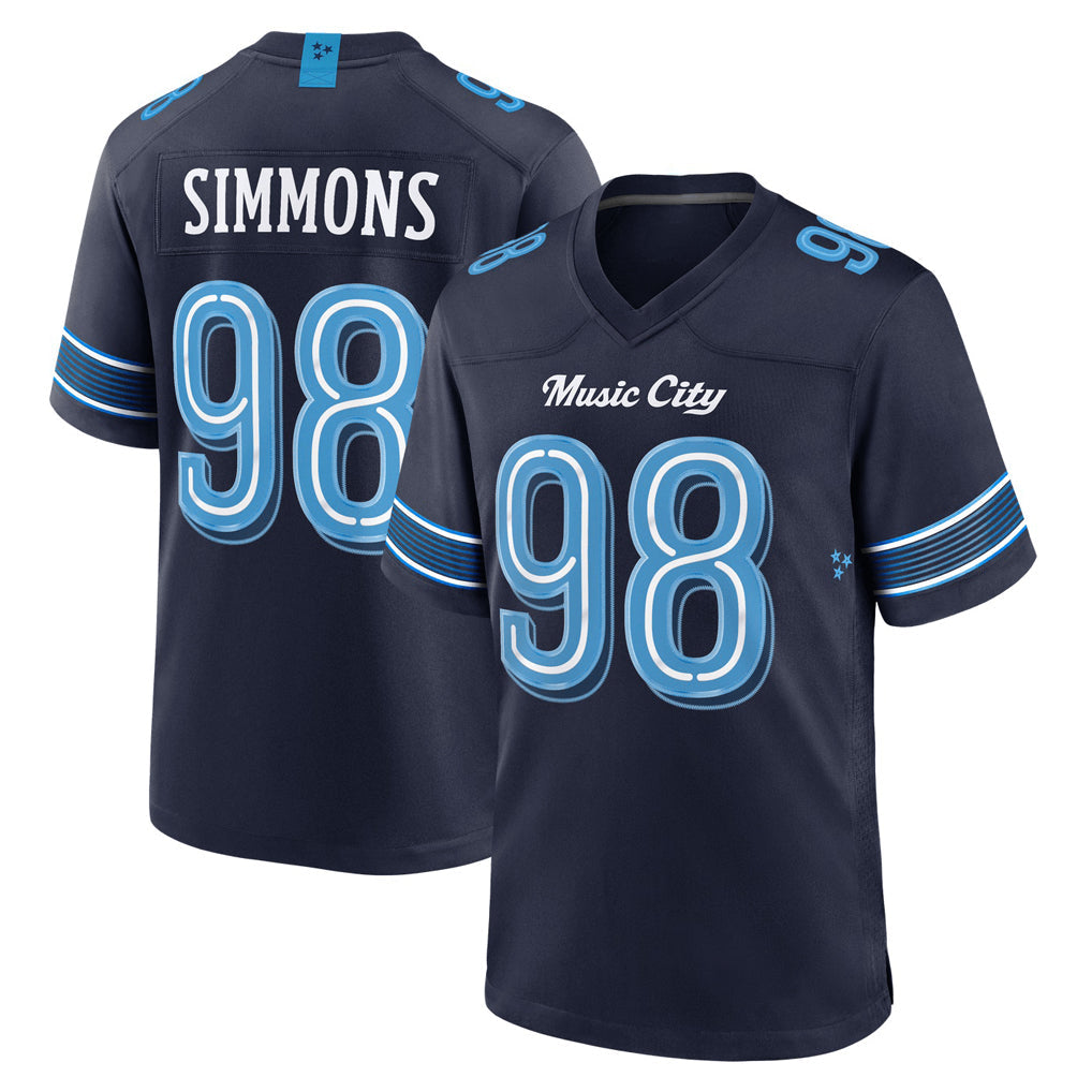 harde T.Titans #98 Jeffery Simmons Player Navy 2026 Rivalries Collection Home Game Stitched Jerseys