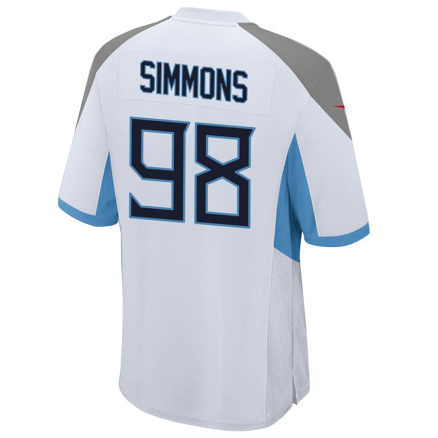 harde T.Titans #98 Jeffery Simmons Player White Home Game Stitched Jerseys