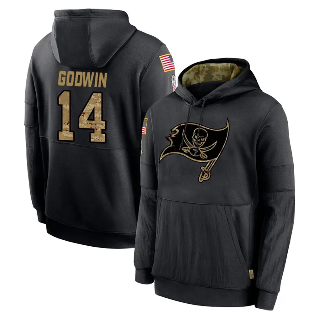 harde TB.Buccaneers #14 Chris Godwin Jr. Player Black Salute to Service Sideline Performance Pullover Hoodies Home Game Stitched Jerseys