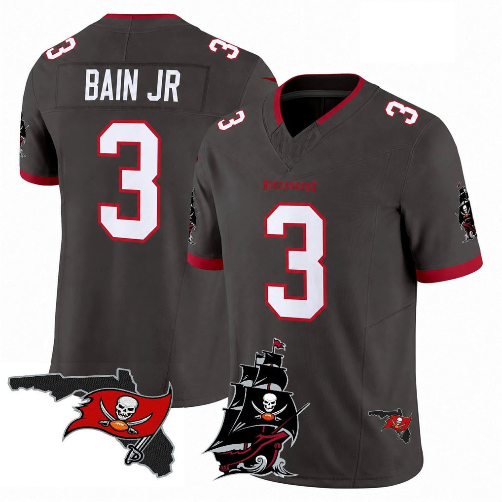 harde TB.Buccaneers #3 Rueben Bain Jr. Player Pewter Limited 2026 Season Vapor F.U.S.E. Home Game Stitched Jerseys