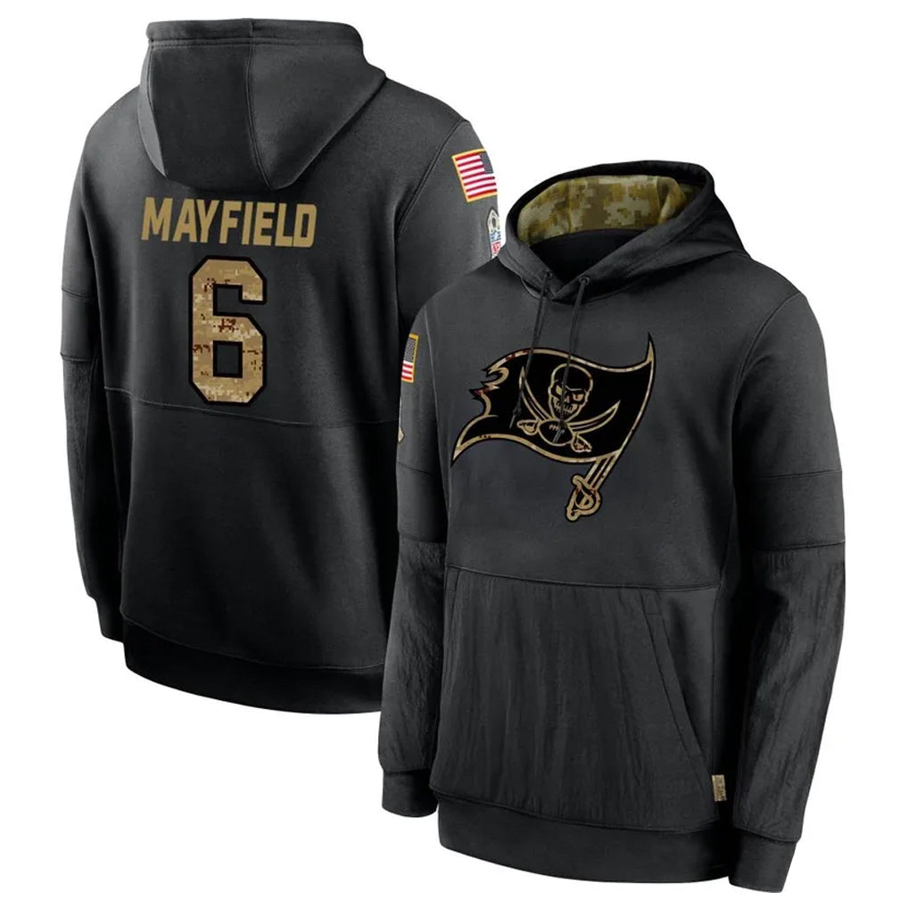 harde TB.Buccaneers #6 Baker Mayfield Player Black Salute to Service Hoodies Stitched Jerseys