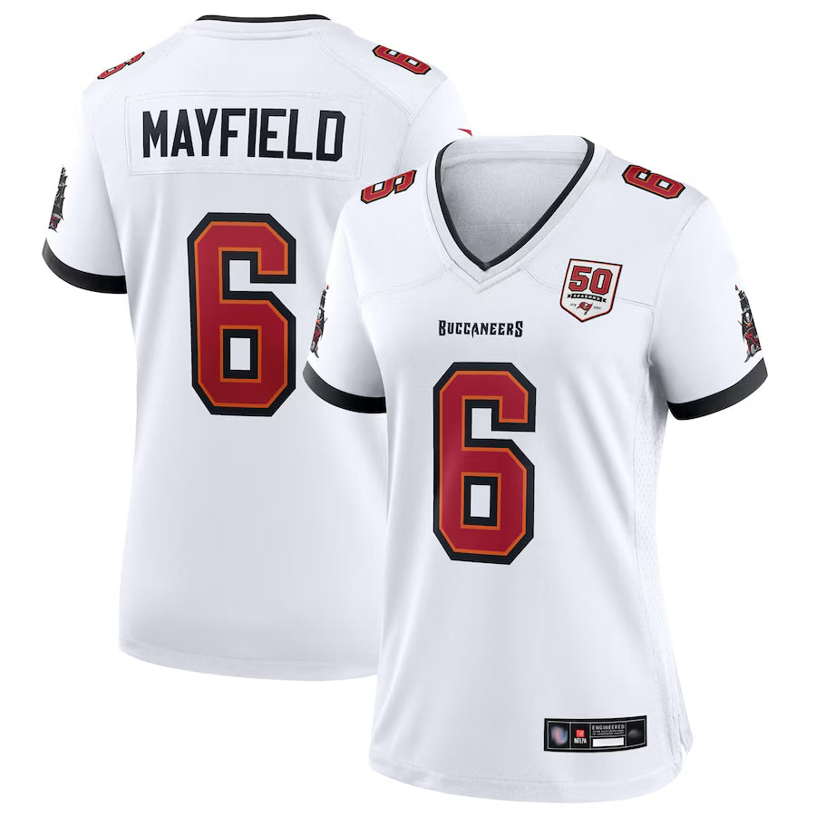 harde TB.Buccaneers #6 Baker Mayfield Player White 50th Anniversary Game Stitched Jerseys