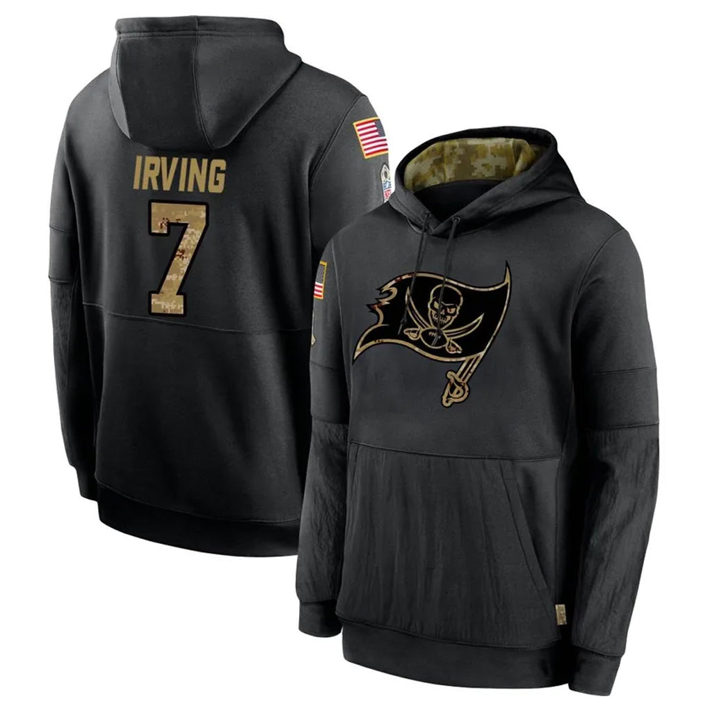 harde TB.Buccaneers #7 Bucky Irving Player Black Salute to Service Hoodies Stitched Jerseys
