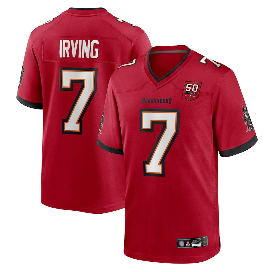 harde TB.Buccaneers #7 Bucky Irving Player Red 50th Anniversary Game Stitched Jerseys