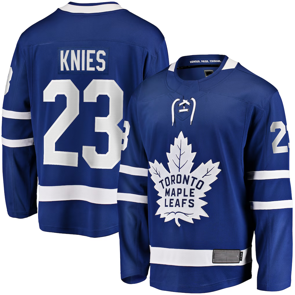harde T.Maple Leafs #23 Matthew Knies Blue Home Premier Breakaway Player Jerseys