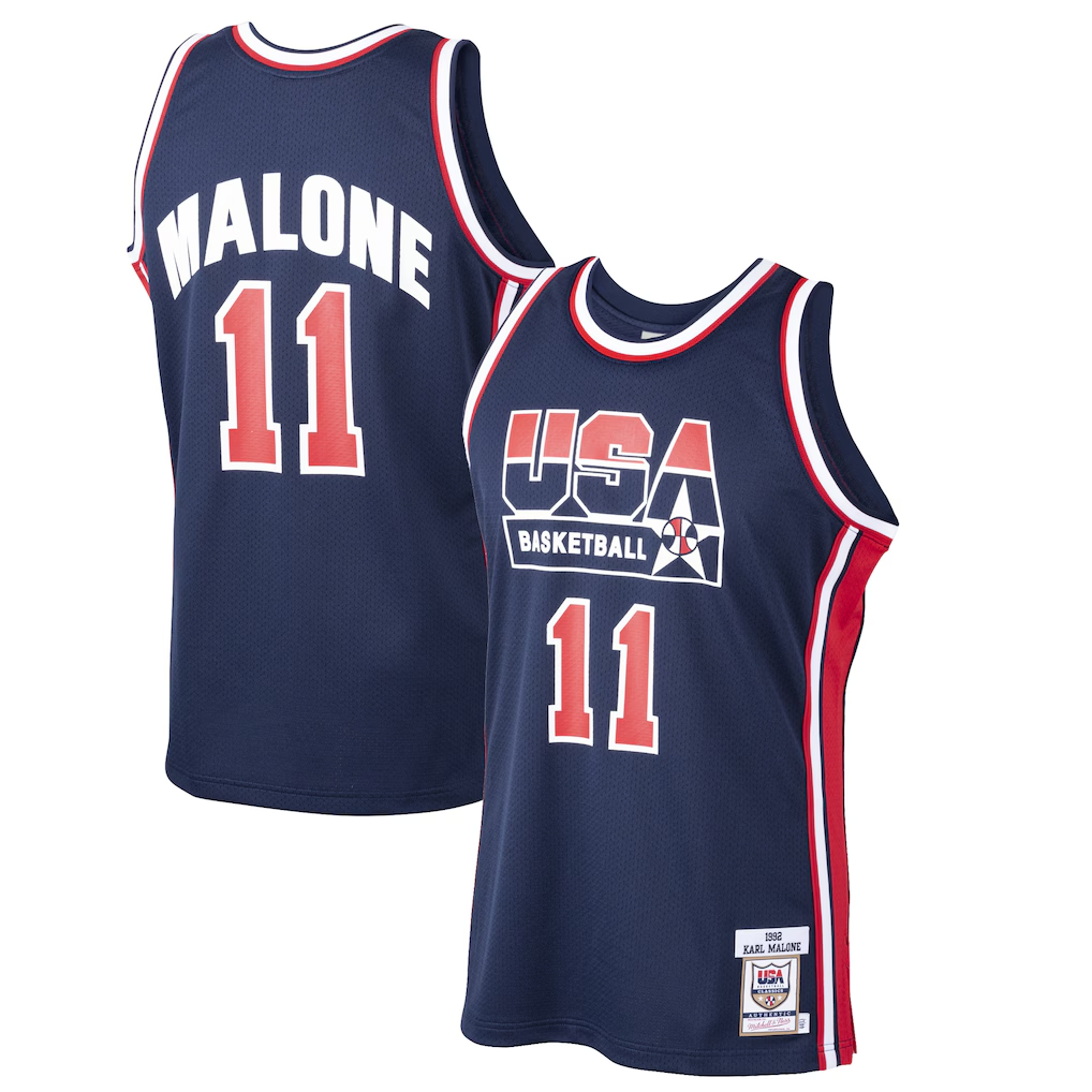 harde U.Jazz #11 Karl Malone Mitchell & Ness Navy 1992 Dream Team Authentic Jerseys