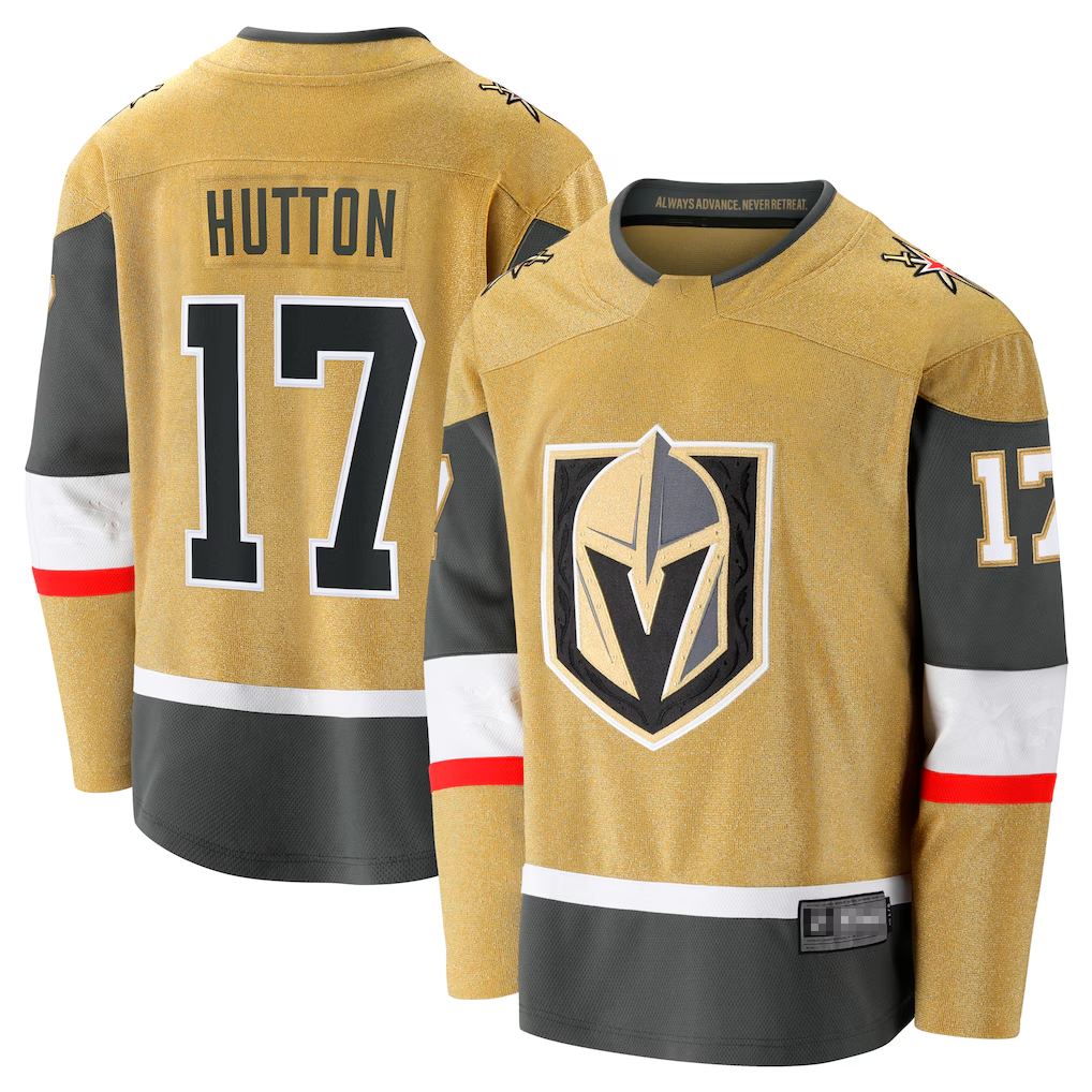harde V.Golden Knights #17 Ben Hutton Gold Home Premier Breakaway Player Jerseys