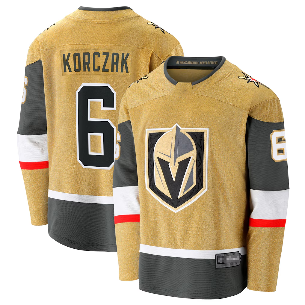 harde V.Golden Knights #6 Kaedan Korczak Gold Home Breakaway Jerseys