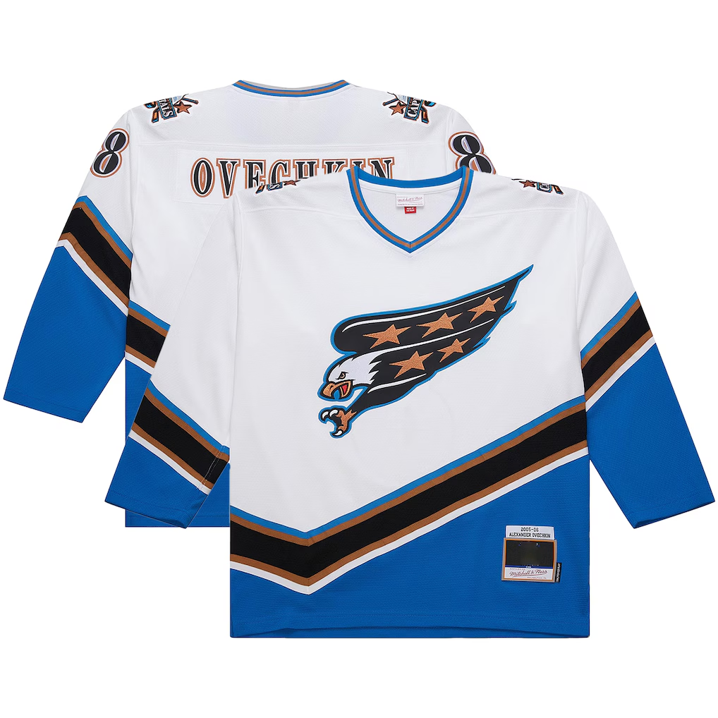harde W.Capitals Alexander Ovechkin Mitchell & Ness White Big & Tall 2005-06 Power Play Jerseys