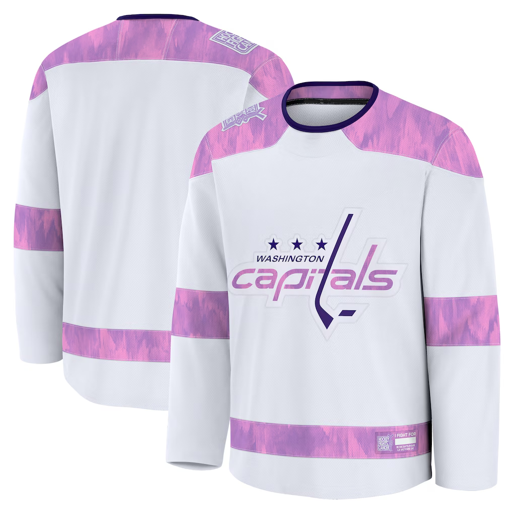 harde W.Capitals White 2024 Hockey Fights Cancer Practice Jerseys