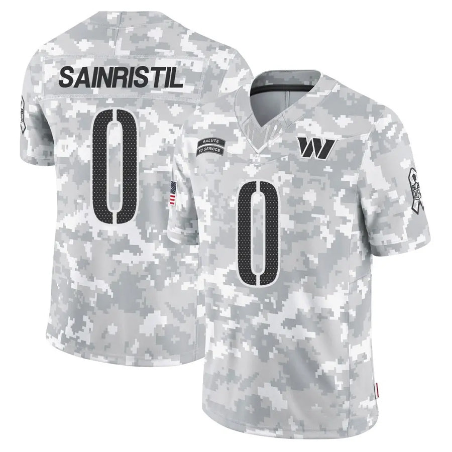harde W.Commanders #0 Mike Sainristil Player Arctic Camo Salute to Service Limited Stitched Jerseys
