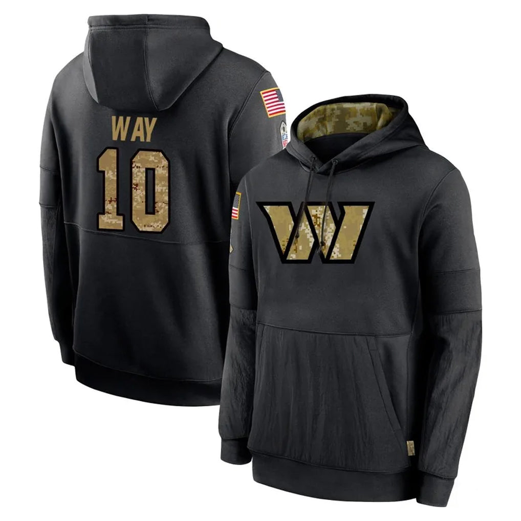 harde W.Commanders #10 Tress Way Player Black Salute to Service Performance Pullover Hoodies Home Game Stitched Jerseys