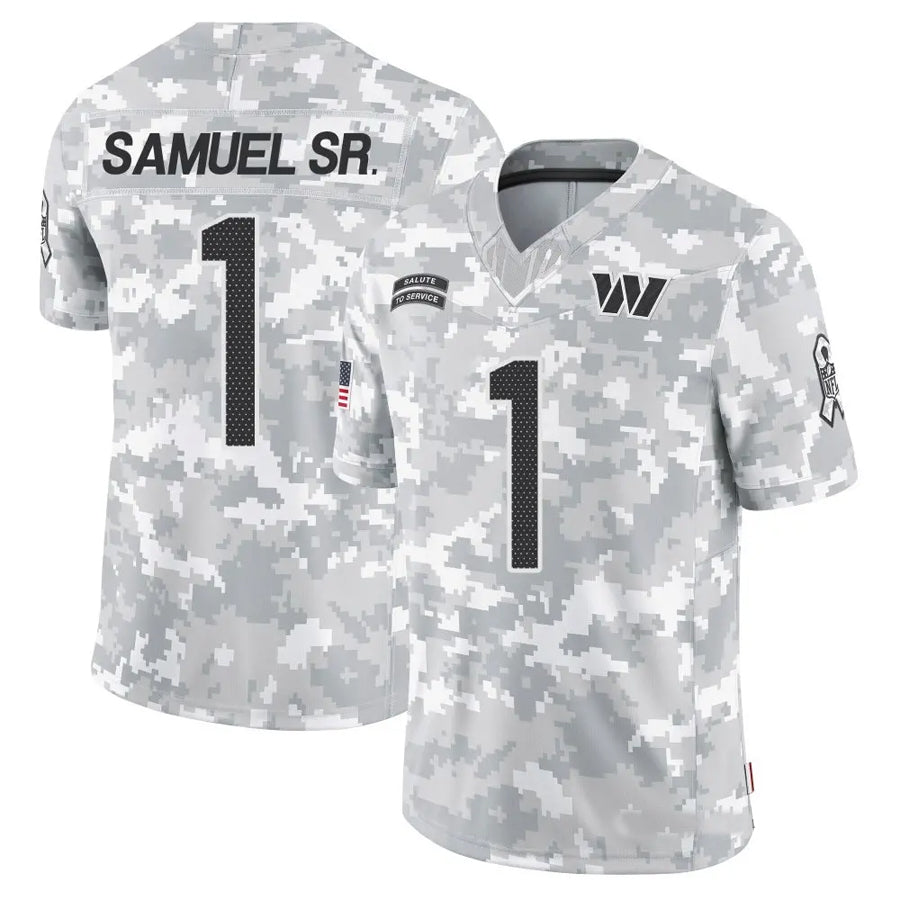 harde W.Commanders #1 Deebo Samuel Sr Player Arctic Camo Salute to Service Limited Football Jerseys