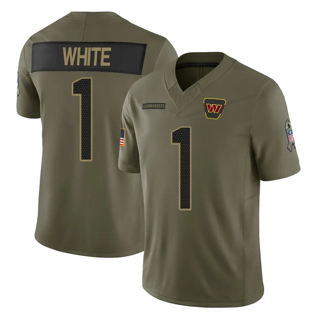 harde W.Commanders #1 Rachaad White Player Olive 2025 Salute To Service Limited Home Game Stitched Jerseys