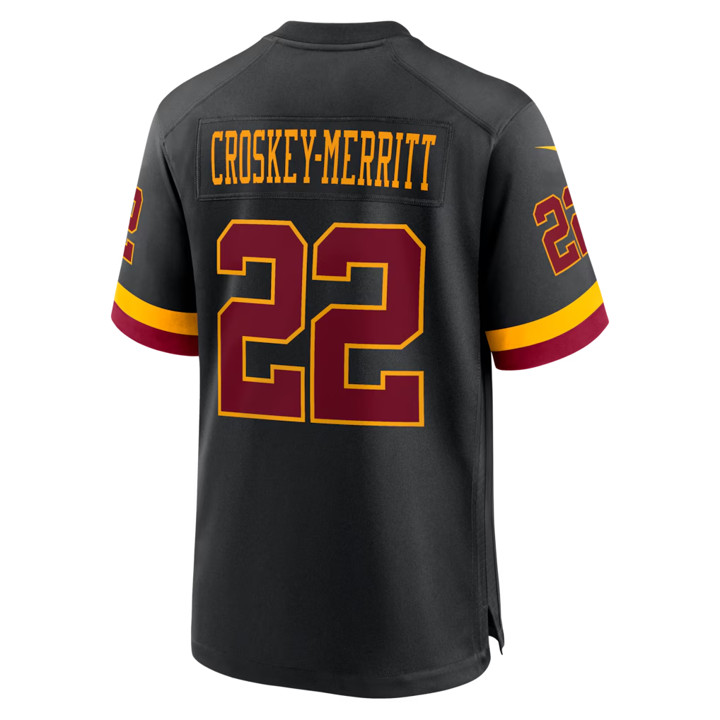 harde W.Commanders #22 Jacory Croskey-Merritt Black Hail Raiser Alternate Game Stitched Jerseys