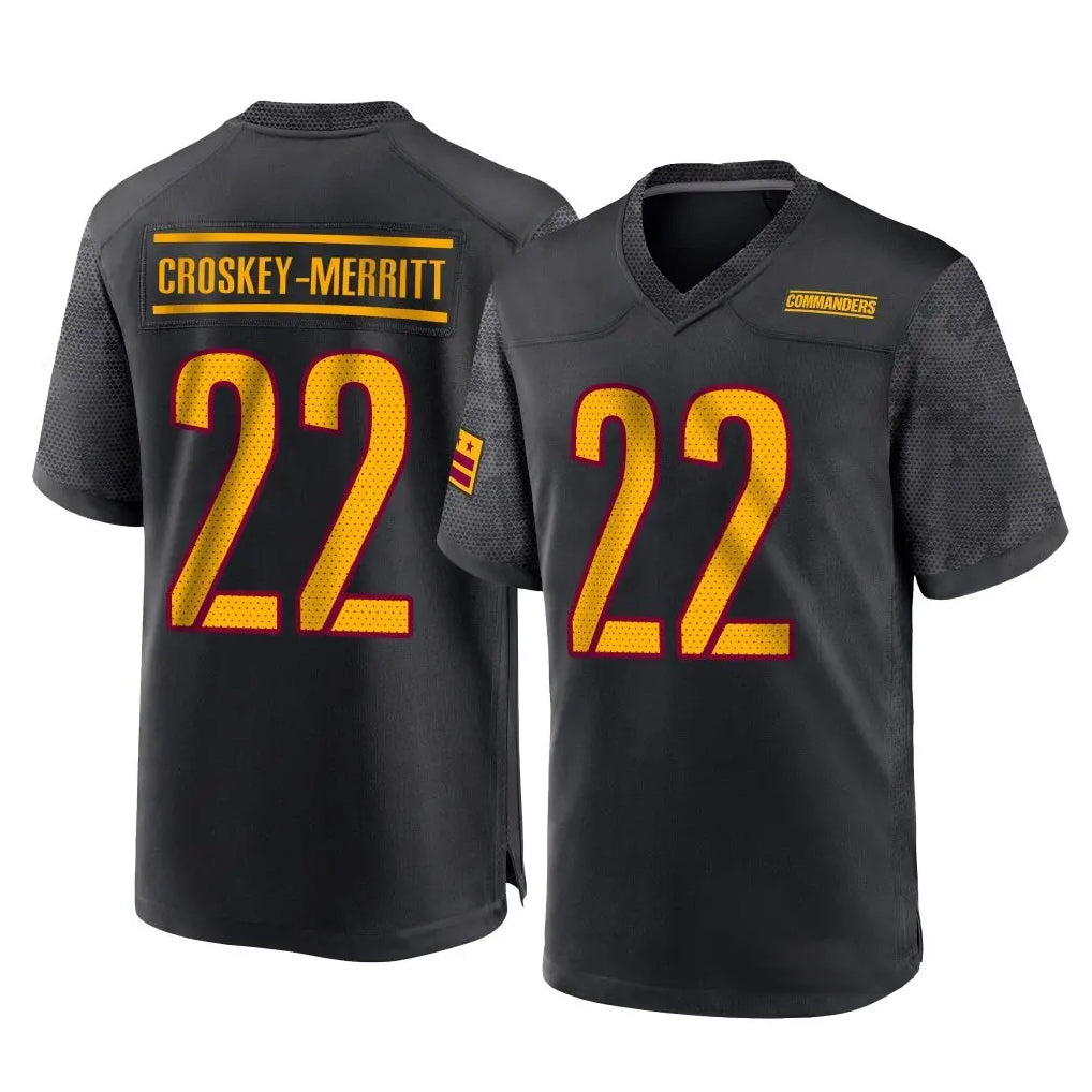 harde W.Commanders #22 Jacory Croskey-Merritt Player Black Home Game Stitched Jerseys
