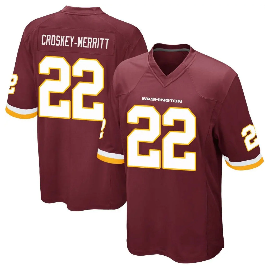 harde W.Commanders #22 Jacory Croskey-Merritt Player Burgundy Game Stitched Jerseys