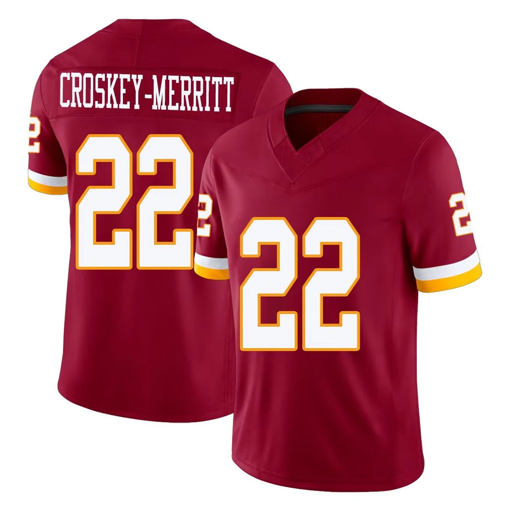 harde W.Commanders #22 Jacory Croskey-Merritt Player Burgundy Limited Team Vapor F.U.S.E. Home Game Stitched Jerseys