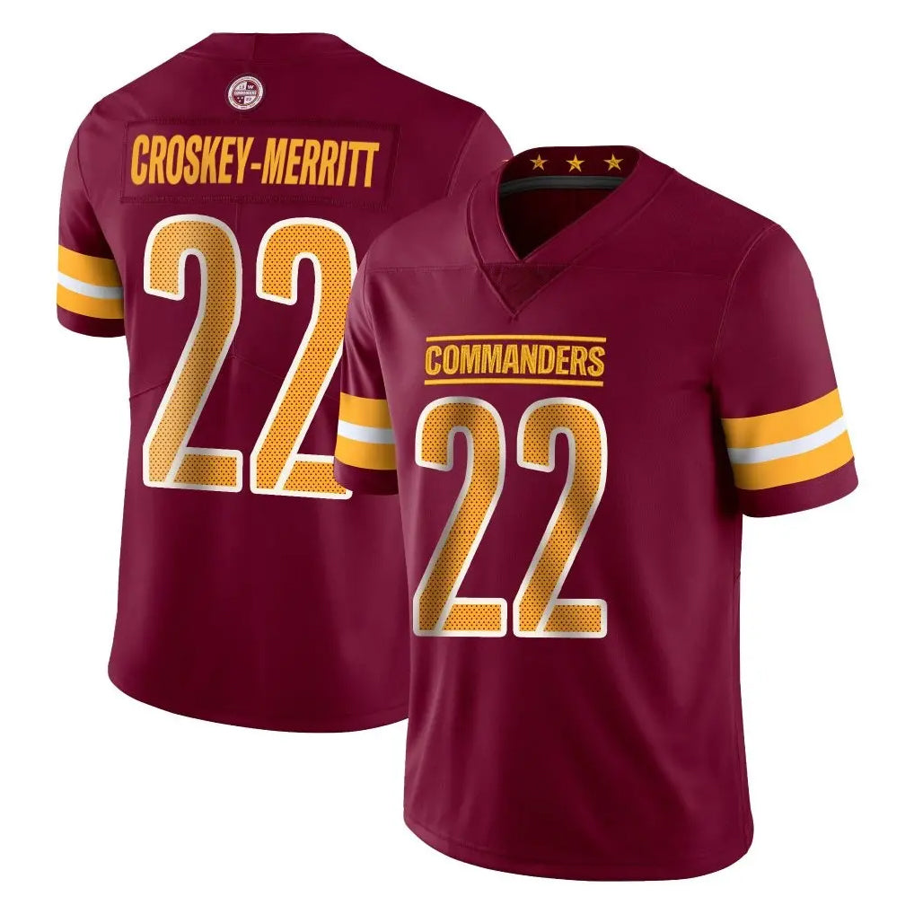 harde W.Commanders #22 Jacory Croskey-Merritt Player Burgundy Limited Vapor Home Game Stitched Jerseys