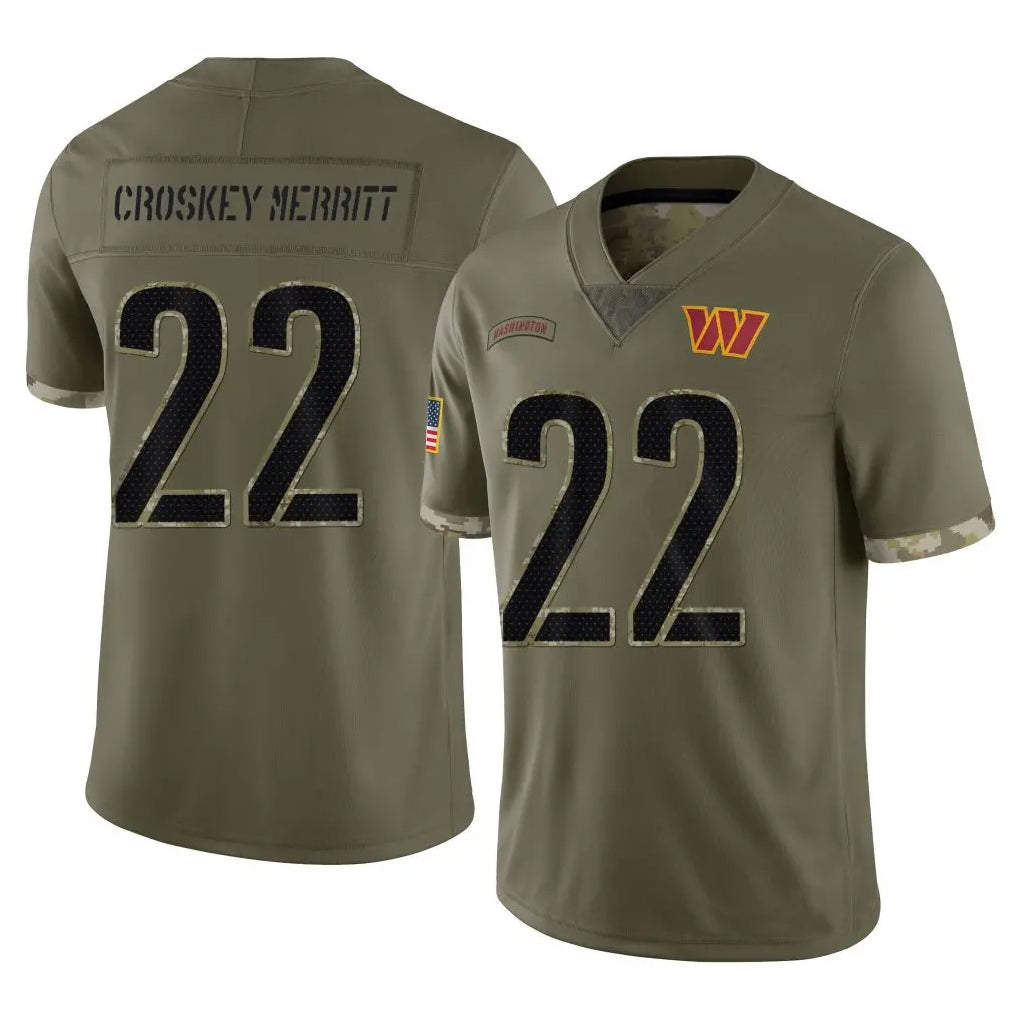 harde W.Commanders #22 Jacory Croskey-Merritt Player Olive Salute To Service Stitched Jerseys
