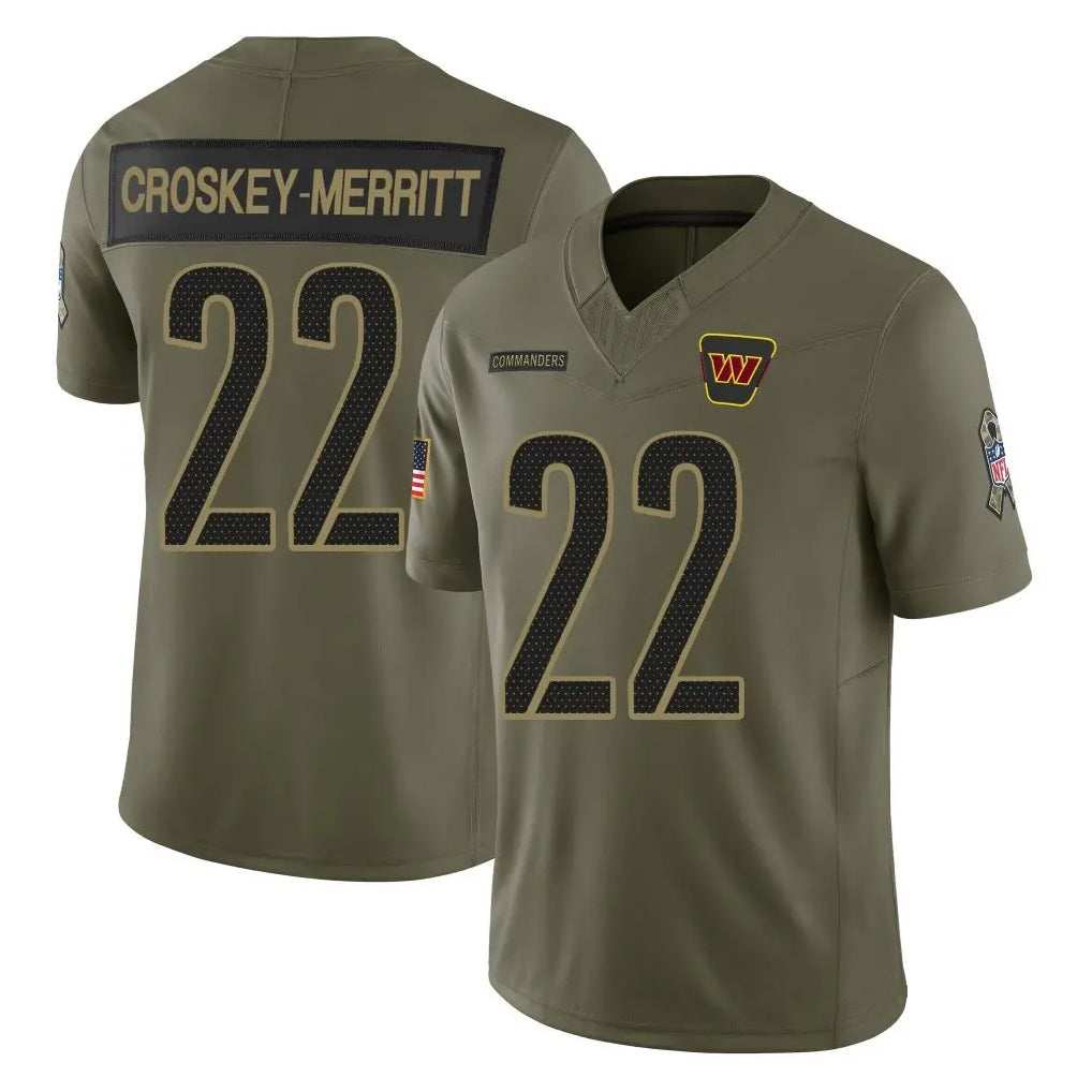 harde W.Commanders #22 Jacory Croskey-Merritt Player Olive Salute To Service Limited Stitched Jerseys