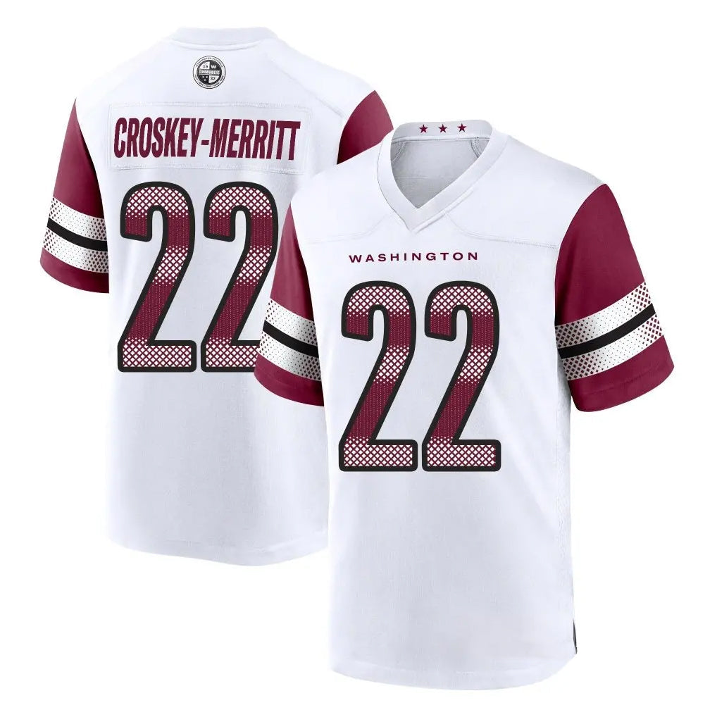 harde W.Commanders #22 Jacory Croskey-Merritt Player White Limited Home Game Stitched Jerseys