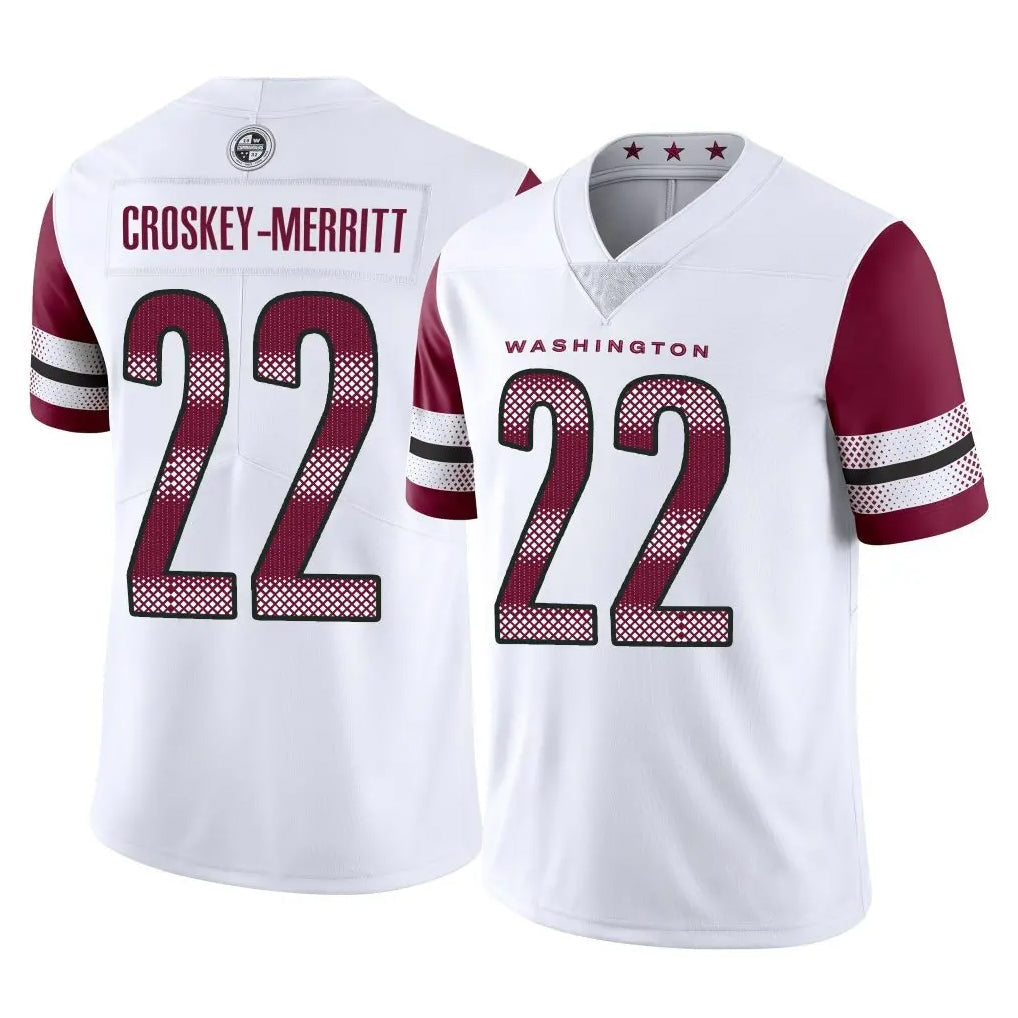 harde W.Commanders #22 Jacory Croskey-Merritt Player White Limited Vapor Home Game Stitched Jerseys
