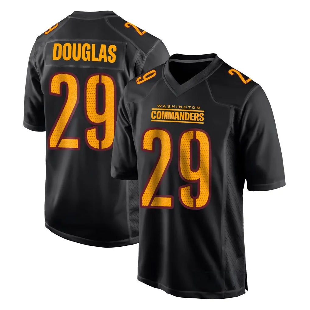 harde W.Commanders #29 Rasul Douglas Player Black Carbon Fashion Home Game Stitched Jerseys